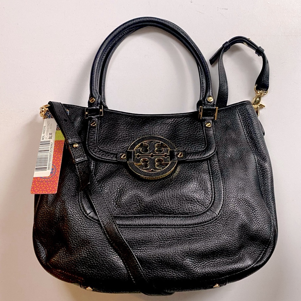 Tory Burch Amanda Black leather Classic Hobo Bag